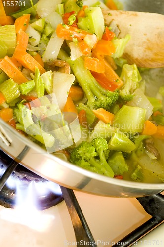 Image of stir fried vegetables on the range