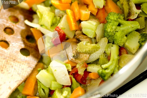 Image of stir fried vegetables on the range