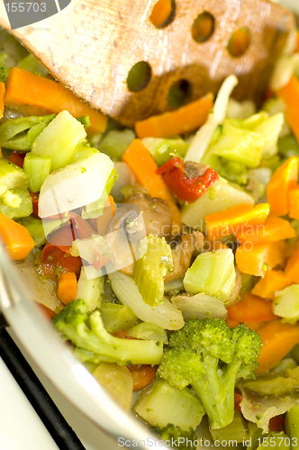 Image of stir fried vegetables on the range