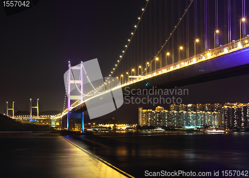 Image of Tsing Ma Bridge at night