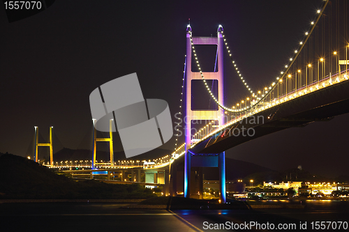 Image of Tsing Ma Bridge at night