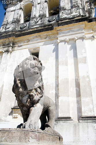 Image of lion statue Cathedral of Leon Nicaragua