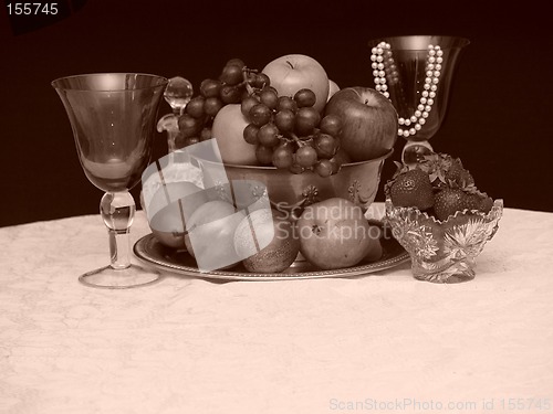 Image of Fruit Bowl and Water Goblets