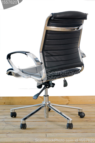 Image of modern black leather office chair