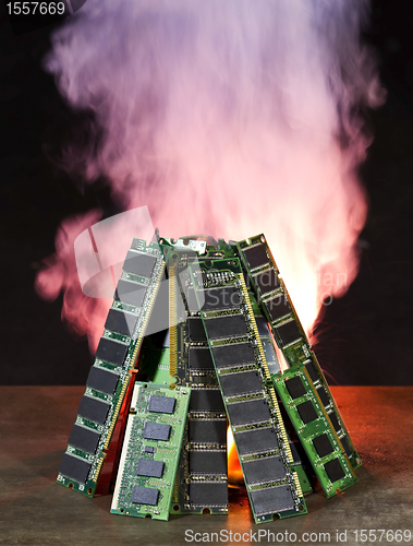 Image of burning computer memory