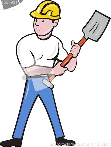 Image of construction worker with shovel spade