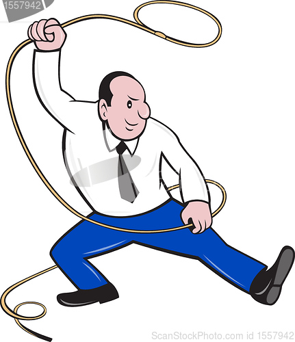 Image of Businessman Holding Lasso Rope