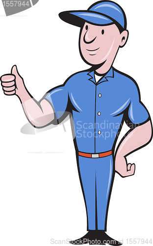 Image of Repairman tradesman worker thumbs up