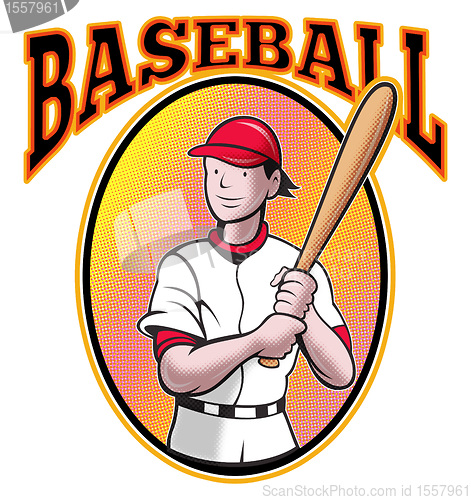 Image of baseball player batting cartoon style