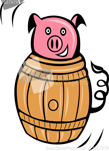 Image of pig pork stuck in barrel