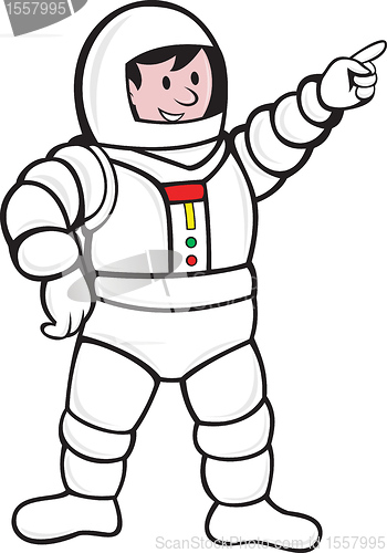Image of Cartoon Astronaut Standing Pointing