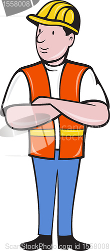 Image of construction worker with arms folded