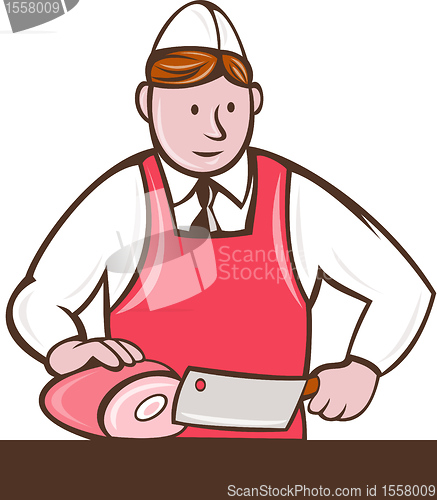 Image of cartoon butcher cutter with knife