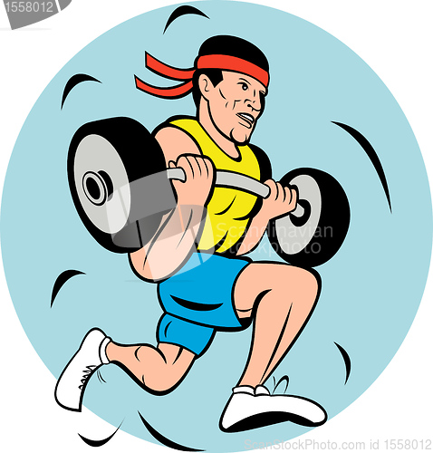 Image of man lifting weights while running