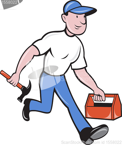 Image of carpenter tradesman worker with hammer