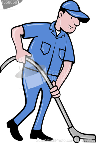 Image of Male worker cleaning with vacuum cleaner