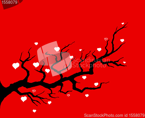 Image of Red Cherry Tree Illustration