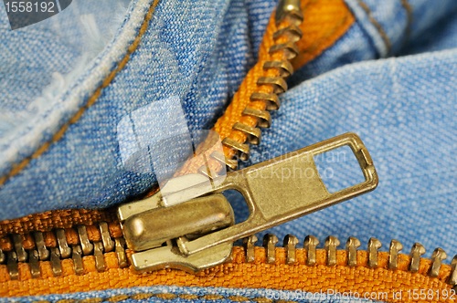 Image of Zipper on the pocket of jeans