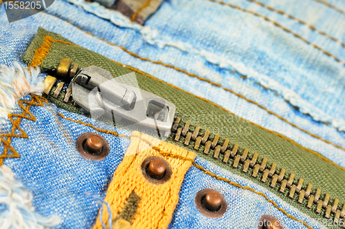 Image of Zipper on the pocket of jeans