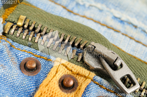 Image of Zipper on the pocket of jeans