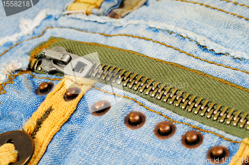 Image of Zipper on the pocket of jeans