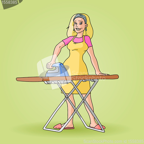 Image of Housewife Ironing Clip Art