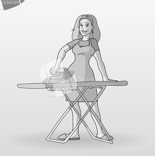 Image of Monochrome Housewife Illustration