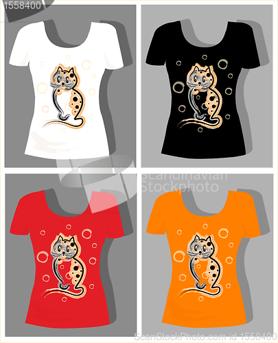 Image of 849 t-shirt design  with  funny kitten