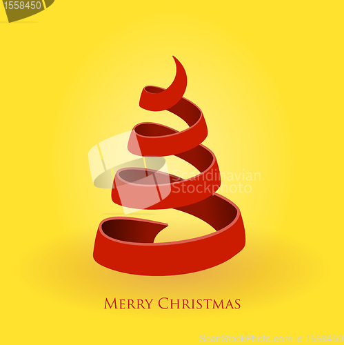 Image of Red Christmas Tree on Gold Background 
