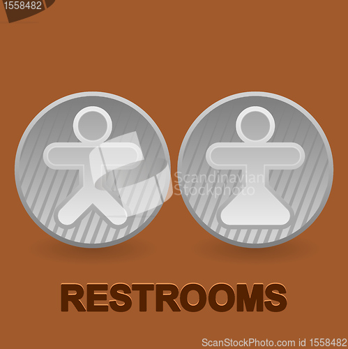 Image of Restrooms symbols on brown background