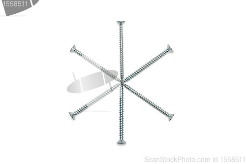 Image of Six-pointed star made of screws isolated