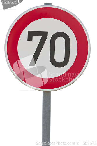 Image of german speed limit sign - 70 km/h  (clipping path included)