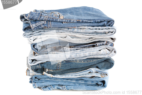 Image of Stack of Blue Jeans