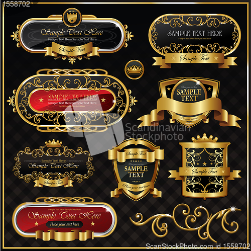 Image of Decorative ornate gold frame label