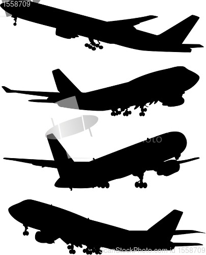 Image of airplane silhouette set