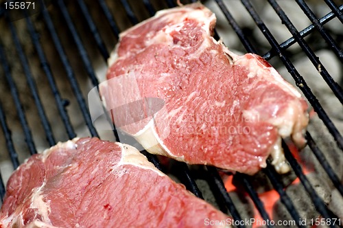 Image of thin sliced shell steaks on grill