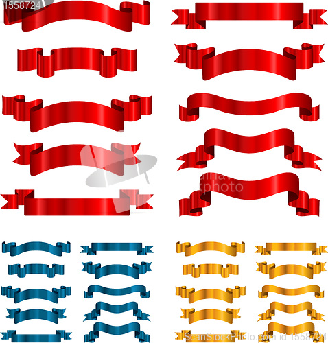 Image of Set of ribbons banners isolated on white