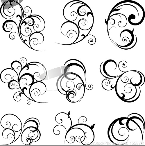 Image of Swirling flourishes decorative floral elements