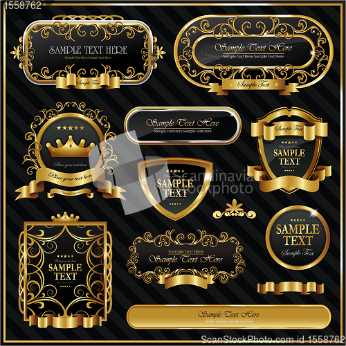 Image of Decorative ornate gold frame label