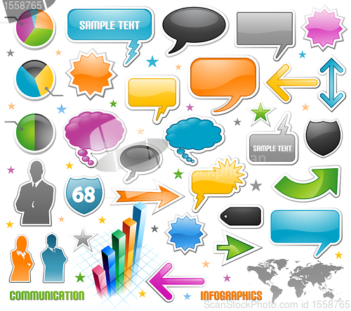 Image of Infographic vector graphs and speech bubbles