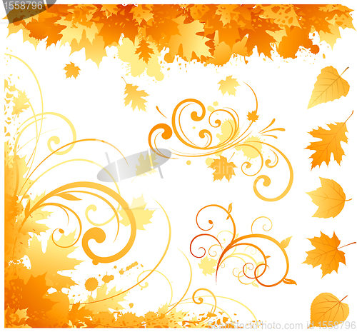 Image of Decorative swirling autumn design