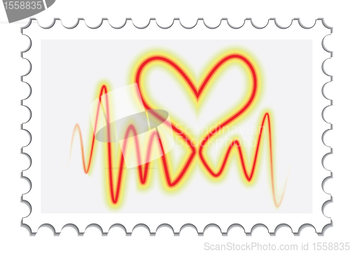 Image of heartbeat on a stamp