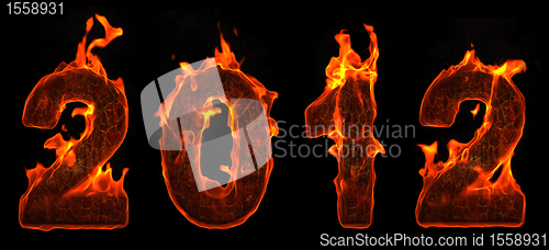 Image of 2012 new year in flame
