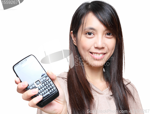 Image of girl showing mobile phone