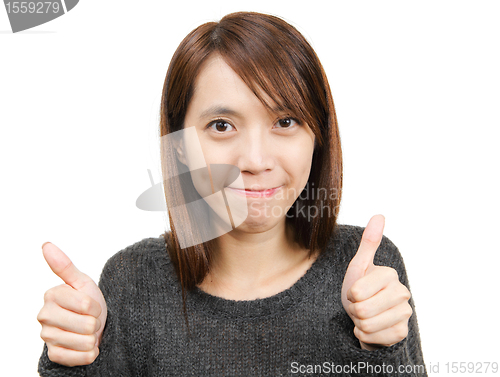 Image of Smiling woman with thumbs up