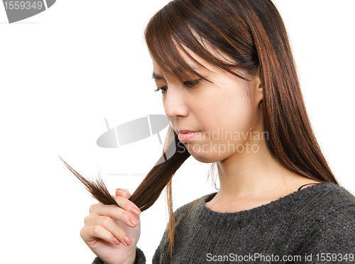 Image of woman have hair problem