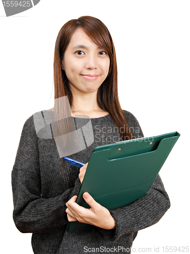 Image of woman write report