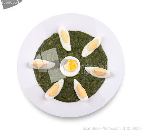 Image of Spinach with boiled egg