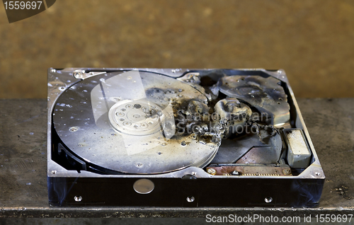 Image of dead hard drive in close up