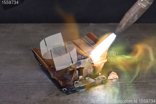 Image of melting down a copper cooling element